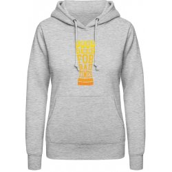 AWDis Hoodie mikina Dobré pivo na zlé časy Šedivá šedá