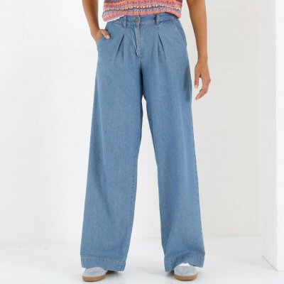 Široké vzdušné džíny sepraná modrá – Zbozi.Blesk.cz