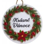 Bondecor Vánoční dřevěná dekorace kulatá "Krásné Vánoce" 15cm – Sleviste.cz
