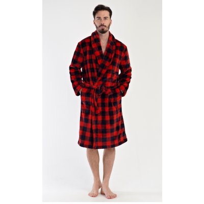 Vienetta Man pánský župan se šálovým límcem Kostka červená – Zboží Dáma