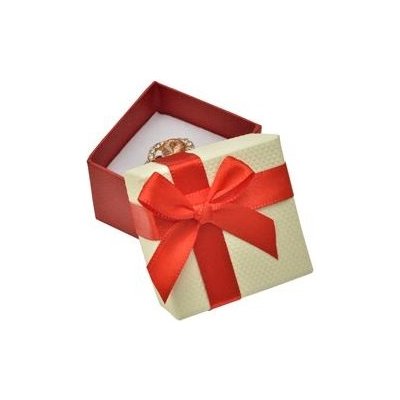 Šperky4U Dárková krabička na prsten nebo náušnice, červená mašle KR0167 – Zboží Mobilmania