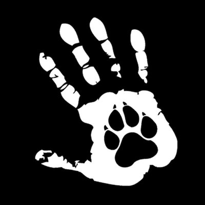 Samolepka (na auto, notebook) tlapka a ruka (bílá) – Zboží Živě