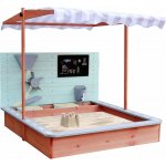 KIK Dřevěné pískoviště s aktivitami a stříškou 120x120cm – Zboží Dáma
