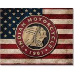 Plechová cedule Indian Motorcycles - US Flag 40 cm x 32 cm – Zbozi.Blesk.cz