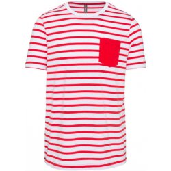 Kariban tričko pruhované s kapsičkou K378 krátký rukáv pánské 1TE-K378-White/Red Stripe Bílo-červeno pruhovaná