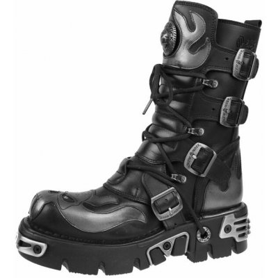New Rock 5-Buckle Boots (402-S1) Black
