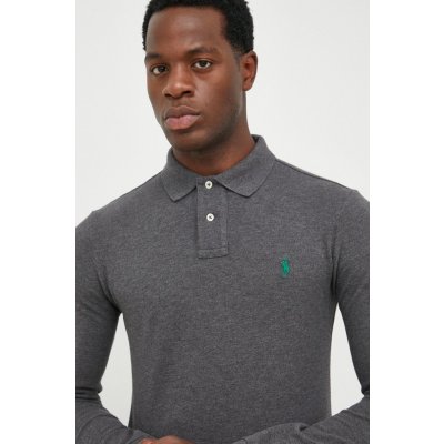 Ralph Lauren bavlněné tričko s dlouhým rukávem Polo 710681126074 šedá – Zboží Mobilmania