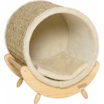 PawHut Kočičí škrabadlo z borovicového dřeva přírodní a béžové 41 x 38 x 43 cm – Hledejceny.cz