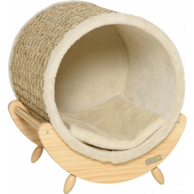 PawHut Kočičí škrabadlo z borovicového dřeva přírodní a béžové 41 x 38 x 43 cm – Hledejceny.cz