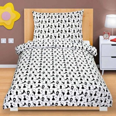 Bellatex povlečení Agáta Kočky černé bílé 90 x 135 cm 45 x 60 cm – Zboží Dáma