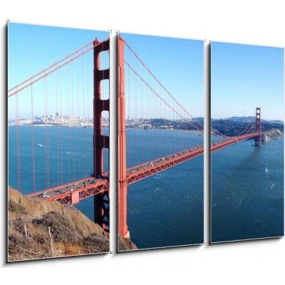 Obraz 3D třídílný - 105 x 70 cm - San Francisco - Golden Gate Bridge san francisco golden gate bridge karetní hra bridge karetní hra – Zboží Mobilmania