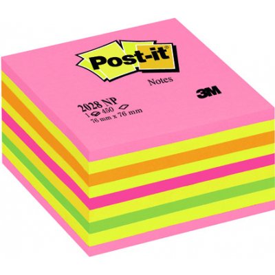 Post-it kostka samolepících poznámek 2028NP 76 mm x 45 mm neonově růžová, neonově zelená, růžová, žlutá 450 listů – Hledejceny.cz