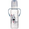 Láhev a nápitka Canpol Babies láhev s potiskem Cute Animals s úchyty modrá 250 ml