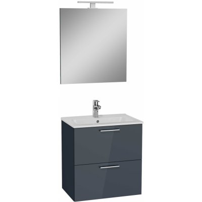 VITRA Mia skříňka s umyvadlem zrcadlem a osvětlením 59x61x39,5 cm antracit lesk - MIASET60A – Sleviste.cz