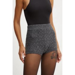 Pinko Vlněné šortky s aplikací high waist 103967.A232 šedá