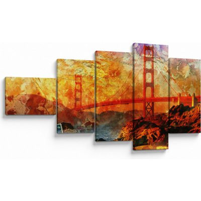 Obraz - Golden Gate, San Francisco, Kalifornie, pětidílný 110x60 cm – Hledejceny.cz