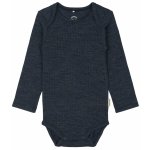 Dětské body dlouhý rukáv z merino vlny modré Melange Blue Nights Mikk Line – Zboží Dáma