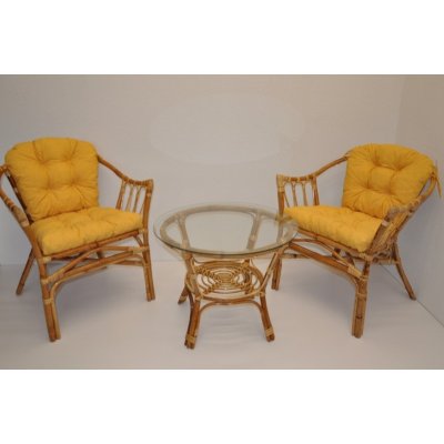 Axin Trading Ratanová sedací souprava Subaliu, žlutý melír – Sleviste.cz