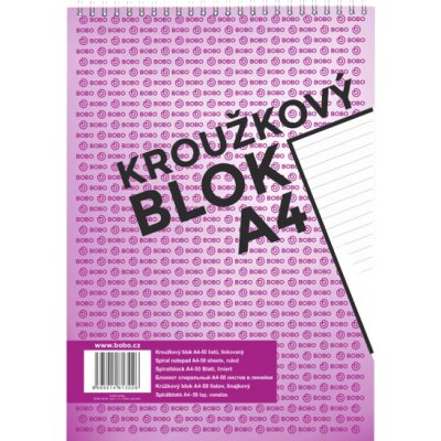 BOBO Blok kroužkový horní vazba A4 linkovaný 50 listů – Zbozi.Blesk.cz