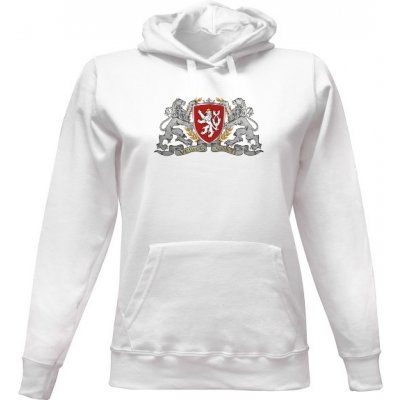 Dámská mikina s kapucí s potiskem Česká Republika oboustranný potisk-dámské dámské Bílá – Zboží Dáma