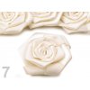 Svatební vývazek Saténový květ růže s lepítkem - 4,5 cm - krémový