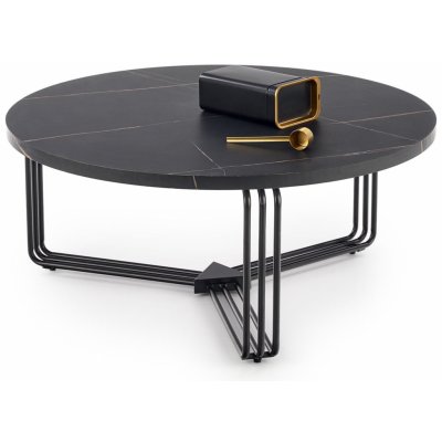 Halmar ANTICA Konferenční stolek Deska Černý mramor, Podstavec Černý – Zboží Mobilmania