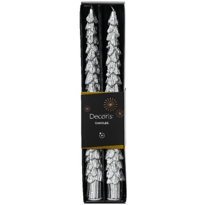 Set 2ks svíček se třpytkami, 3,8x27cm, stříbrné, Kaemingk – Hledejceny.cz