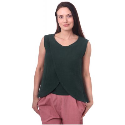 Jožánek kojicí mušelínové triko tílko Maja lahvově zelené – Zboží Dáma