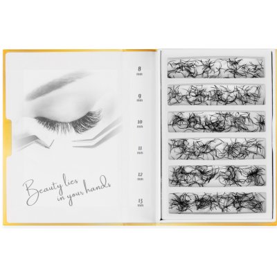 Luxury Lashes 3D Řasy Premium sypané v Hotovém Vějířku Zakřivení umělých řas: M, Délka umělých řas: Mix délek 7-12 mm, Tloušťka řas: 010 – Zboží Dáma