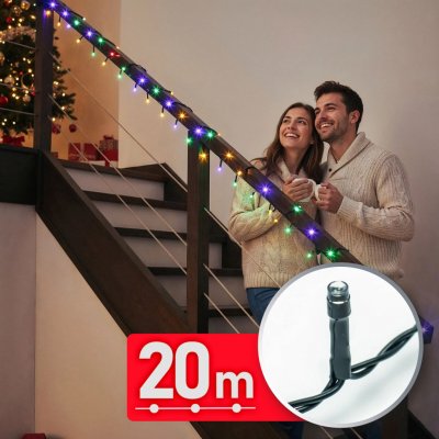 Phenom Barevný LED světelný řetěz 20 m, 400 LED se zeleným kabelem – Hledejceny.cz
