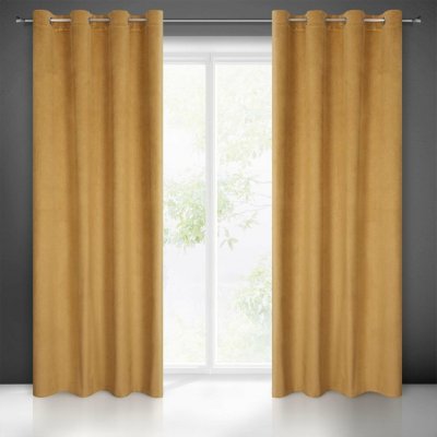 EUROFIRANY ZATEMŇOVACÍ ZÁVĚS NA KROUŽCÍCH LILI 140X250 CM ZLATÁ – Zboží Dáma