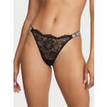 Victoria's Secret dámská tanga Shine Strap s kamínky z luxusní kolekce s krajkou černé – Zboží Mobilmania