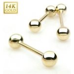 Šperky4U zlatý piercing do jazyka tyčka ZL01105-1206-YG – Zboží Dáma