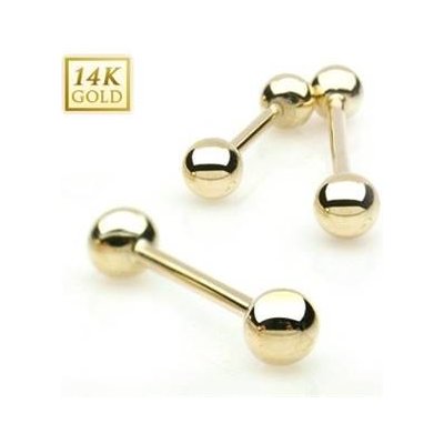 Šperky4U zlatý piercing do jazyka tyčka ZL01105-1206-YG – Zboží Dáma