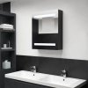 Koupelnový nábytek Nábytek XL LED koupelnová skříňka se zrcadlem černá 50 x 14 x 60 cm