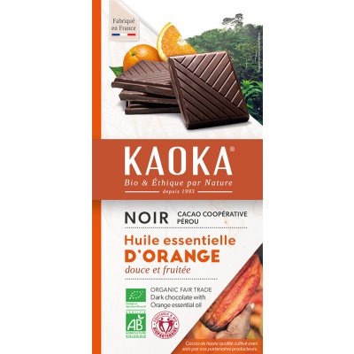 Kaoka Bio Čokoláda hořká s pomerančovou silicí 100 g – Zboží Mobilmania