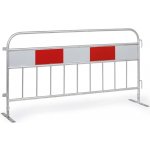 Mobilní kovová zábrana s nohami a výstražnou fólií, 2100 x 1100 mm – Sleviste.cz