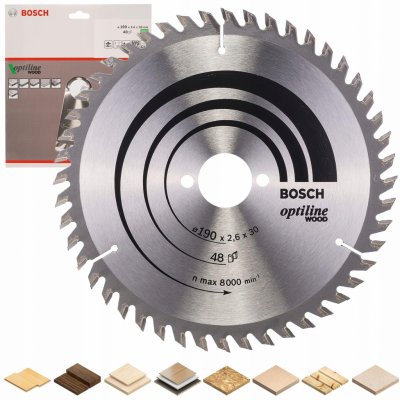 BOSCH PILOVÝ KOTOUČ 190 mm 48 zubů NA DŘEVO OPTILINE – Zboží Dáma