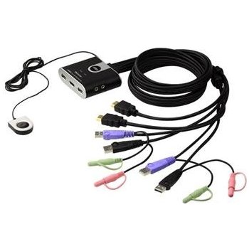 Aten CS-692 DataSwitch 2:1 (kláv.,HDMI,myš,audio) USB, s kabely, DO