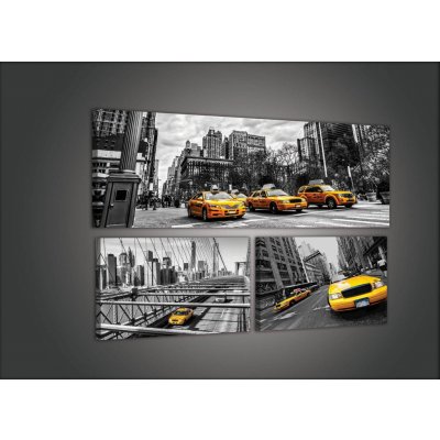 Postershop Obraz na plátně: New York Taxi (1) - set 1ks 80x30 cm a 2ks 37,5x24,8 cm – Zboží Mobilmania