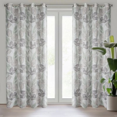 EUROFIRANY ZÁVĚS NA KROUŽCÍCH MILLIE 140X250 CM KVĚTY – Hledejceny.cz