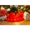 Vánoční dekorace MagicHome koberec pod vianočný stromček s hviezdičkami, červený 22x LED, teplá bie