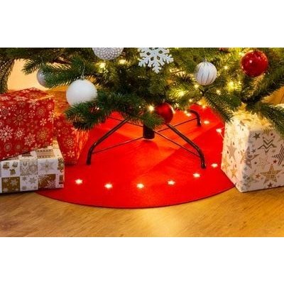 MagicHome koberec pod vianočný stromček s hviezdičkami, červený 22x LED, teplá bie