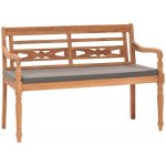 vidaXL Lavice Batavia s tmavě šedou poduškou 120 cm masivní teak 316030 – Zboží Mobilmania