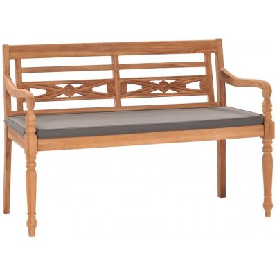 vidaXL Lavice Batavia s tmavě šedou poduškou 120 cm masivní teak 316030 – Zboží Mobilmania