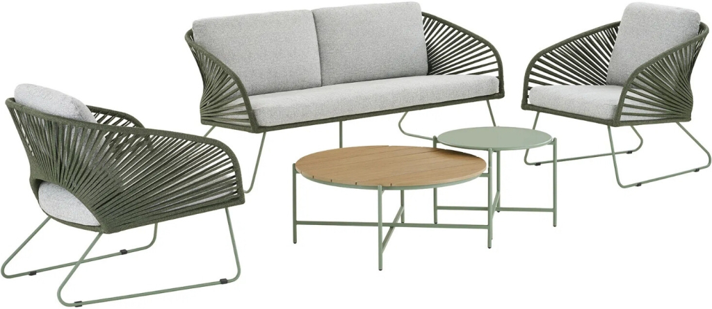 Nordic Living zahradní set pohovky, křesel a stolků Vellano Zelený