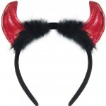 Čertovské rohy červené s černými chlupy – Zboží Dáma