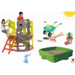 Smoby Set preliezačka Multi-Activity Tower na šplhanie so šmykľavkou+pieskovisko s krycou plachtou a fúrikom SM840201-13 – Zboží Dáma