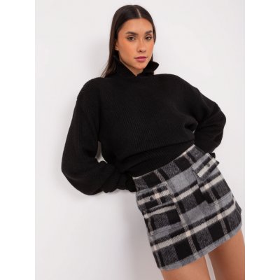 Basic kostkovaná mini sukně s kapsami lk-sd-508389.06p dark grey – Zboží Dáma