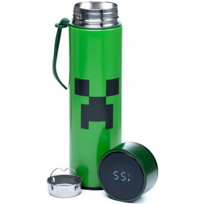 Minecraft Termoláhev Creeper s teploměrem 450 ml zelená